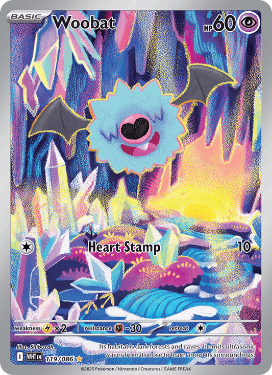 Woobat 119/086 - White Flare - Holofoil