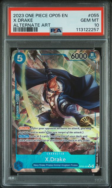 X.Drake (Alternate Art) (PSA 10) OP05-055 - Awakening of the New Era - Foil