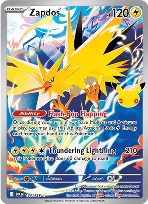 Zapdos 133/128 - 30th Celebration - Holofoil