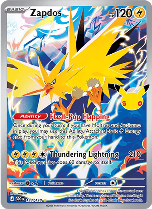 Zapdos 133/128 - 30th Celebration - Holofoil