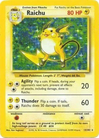 Raichu 14/102 - Base Set (Unlimited) - Holofoil