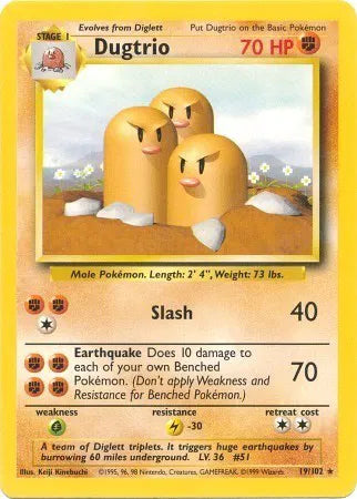 Dugtrio 19/102 - Base Set (Unlimited) - Normal