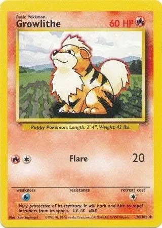 Growlithe 28/102 - Base Set (Unlimited) - Normal
