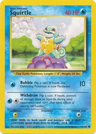 Squirtle 63/102 - Base Set (Unlimited) - Normal