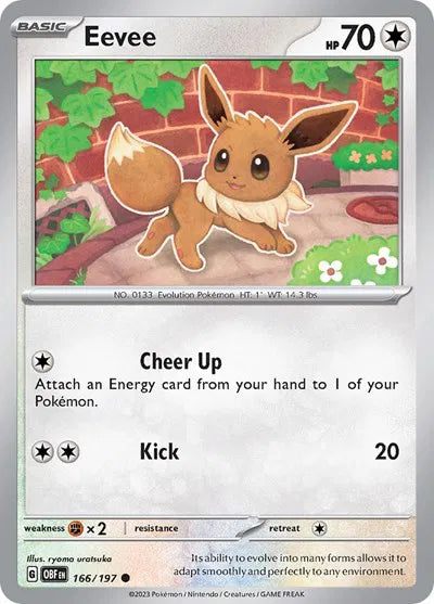 Eevee 166/197 - Obsidian Flames - Reverse Holofoil