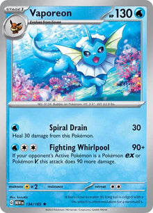 Vaporeon 134/165 - Scarlet Violet 151 - Reverse Holofoil