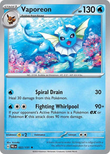 Vaporeon 022/131 - Prismatic Evolutions - Holofoil