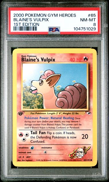 Blaines Vulpix 1. Edition (PSA 8) 65/132 – Gym Heroes – Normal