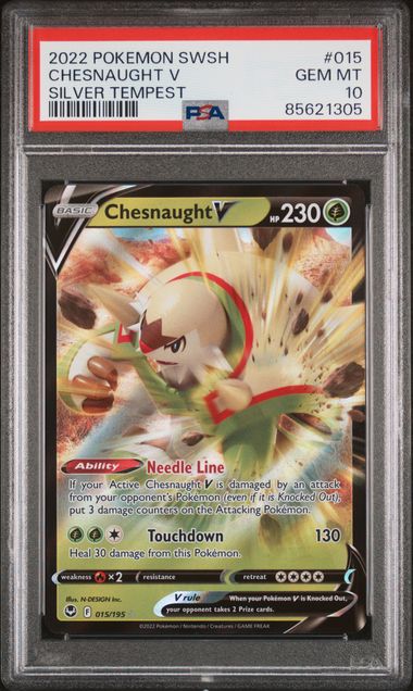 Chesnaught V (PSA 10) 15/195 - Silver Tempest - Holofoil